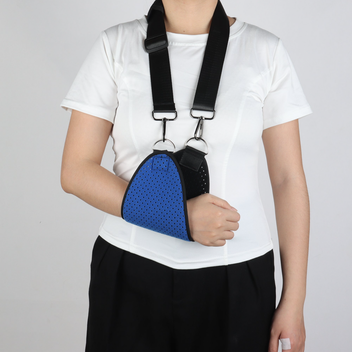 Blue and black forearm sling